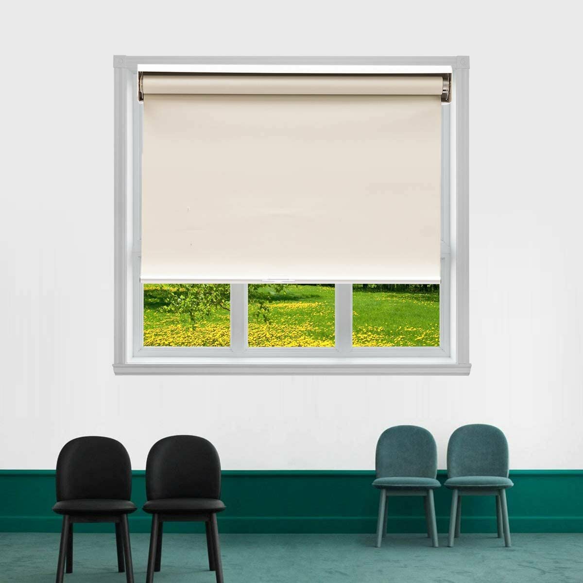TJ GLOBAL Cordless Blackout Roller Shades, Room Darkening Blinds for Privacy