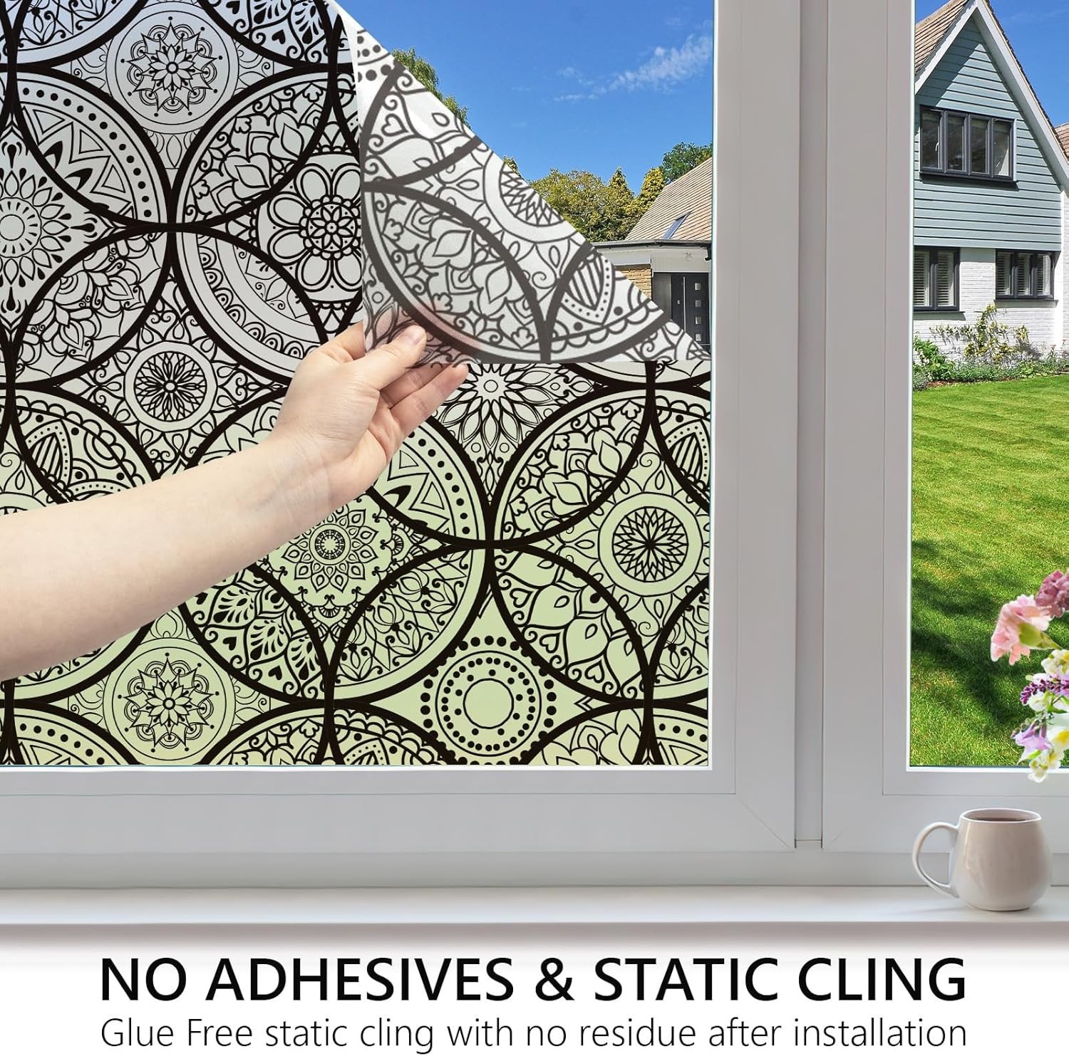 Elegant Static Cling Stained Glass Window Film – 17.7” x 78.7” for Privacy