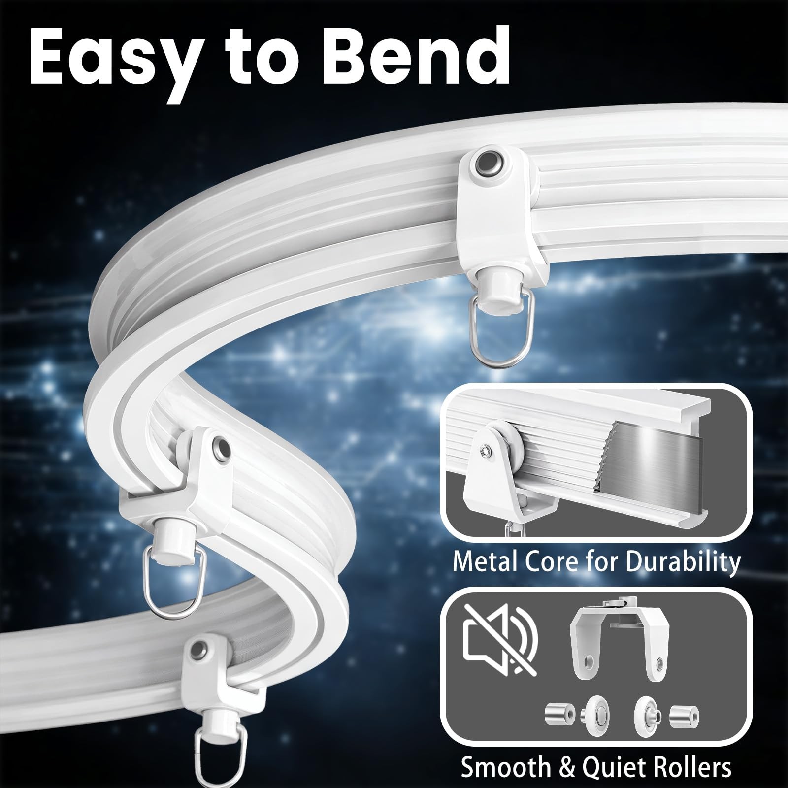 Room Divider Curtains & Flexible Bendable Tracks Set,Privacy Dividers Ceiling…