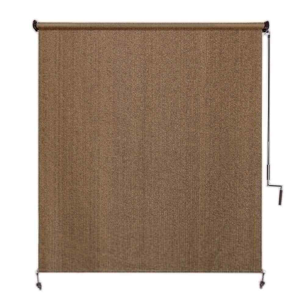 Coolaroo Exterior Roller Shade Walnut Fade Resistant Fabric 48 in. W x 96 in. L