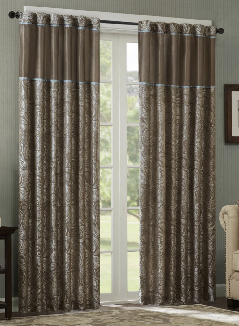 Madison Park Aubrey Jacquard Paisley Pattern 50×84 inch Curtains Brown & Blue