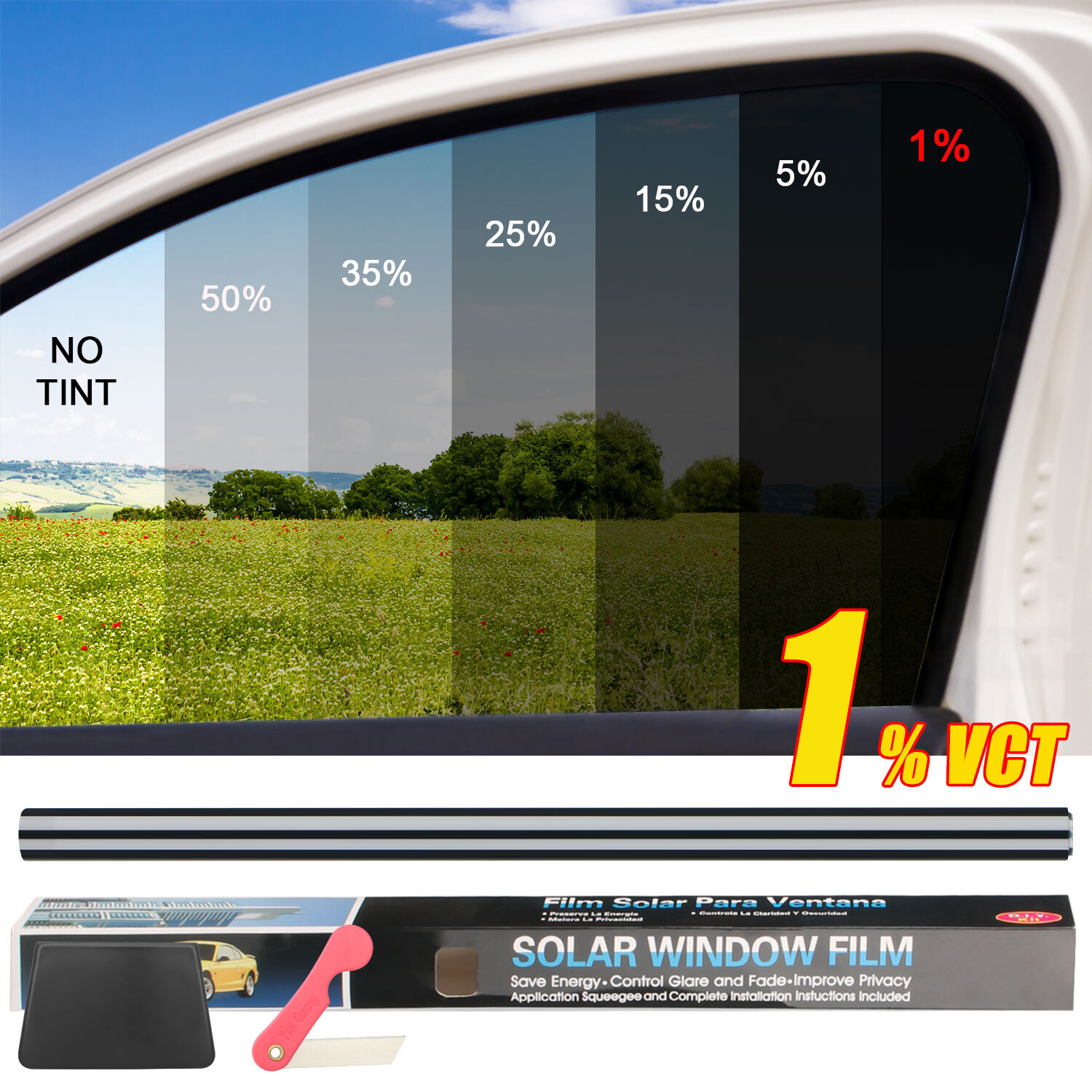 20″ x 10FT/20FT Car Window Tint Film Roll – 5-50% VLT for Car, Home & Office USA