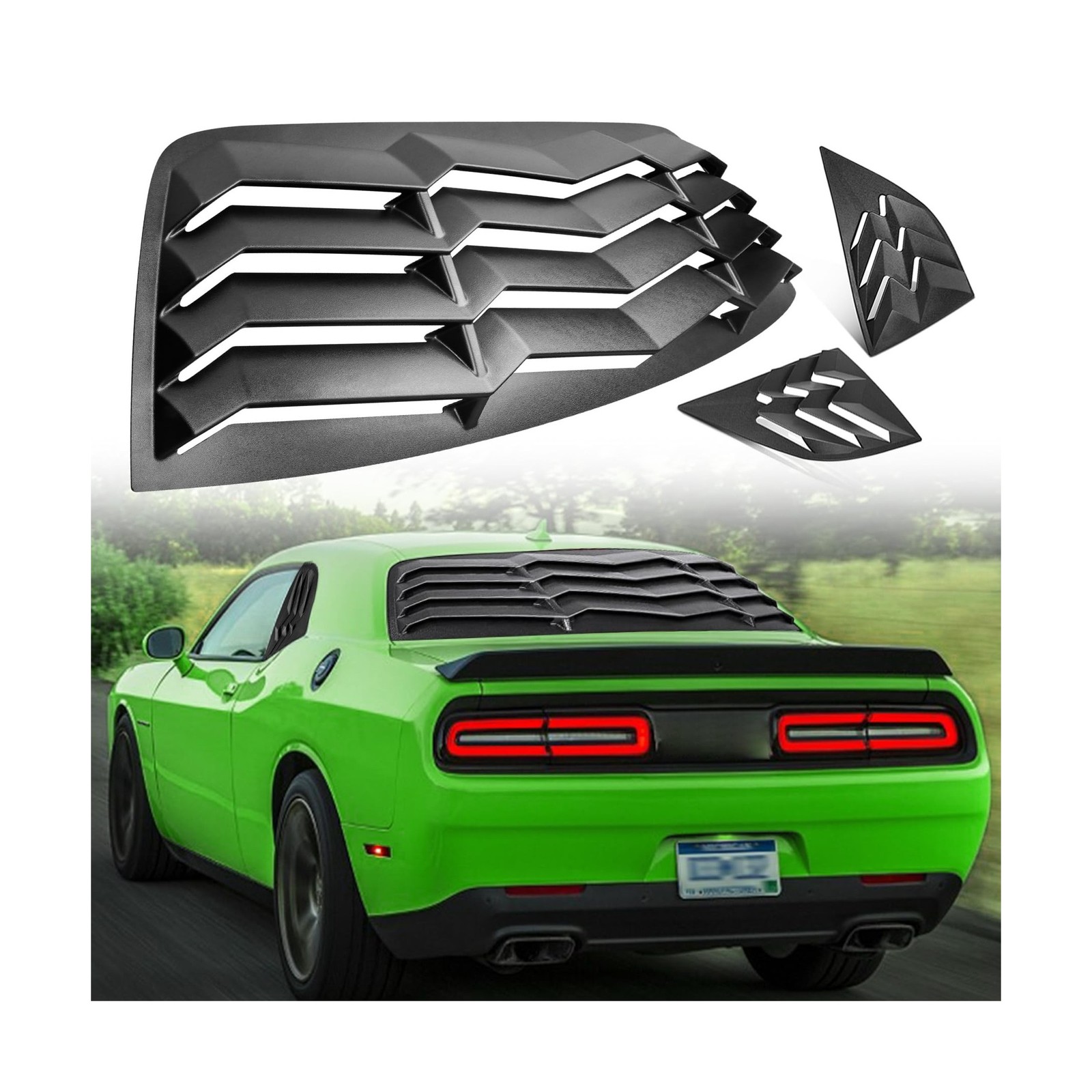 CUMART 2008-2023 Rear+Side Window Louver Windshield Sun Cover ABS Black…