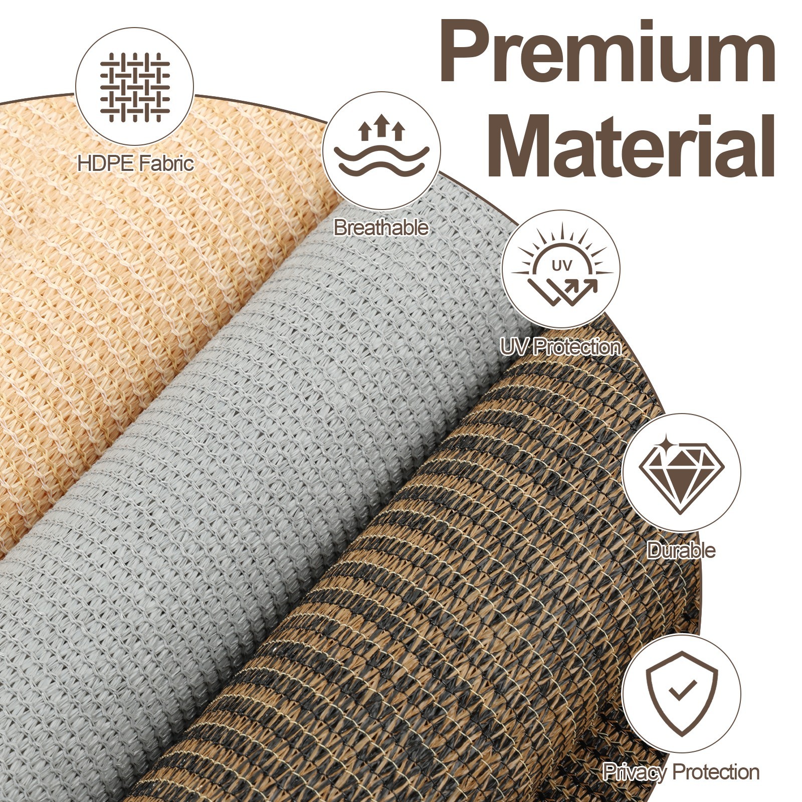 Patio Roller Shade HDPE Fabric Outdoor Cordless Roll Up Shade for Porch Gray