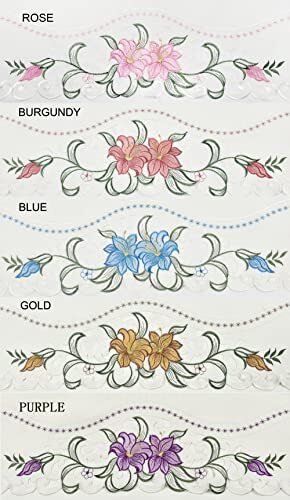 GOHD Lily Fragrance. 3pcs Multi-Color Embroidery Kitchen Cafe Curtain Set Blue