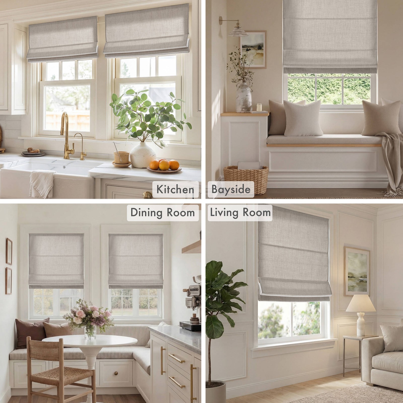 1 Piece 31×64″ Room Darkening Cordless Roman Shade,Grey