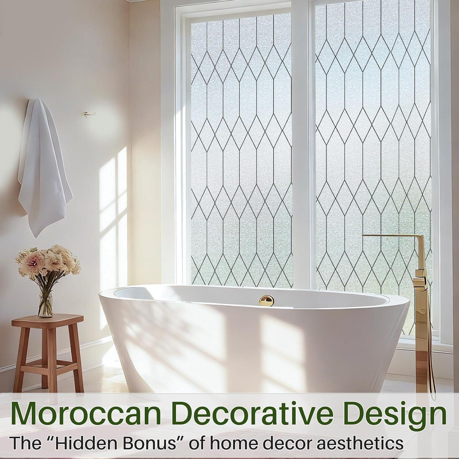 Window Privacy Film Stained Glass Static Clings,(17.5 x 78.8in,Pure)