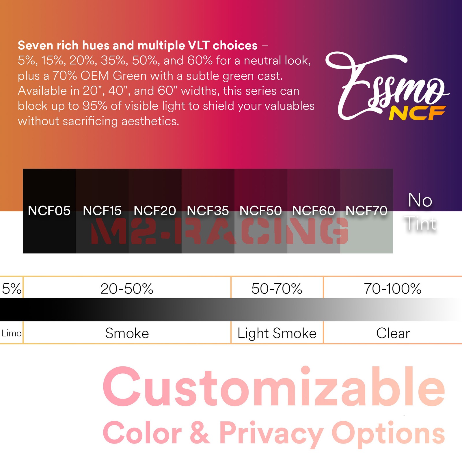 ESSMO Nano Ceramic Window Tint Film VLT UV Car Home Office Roll Heat Protection