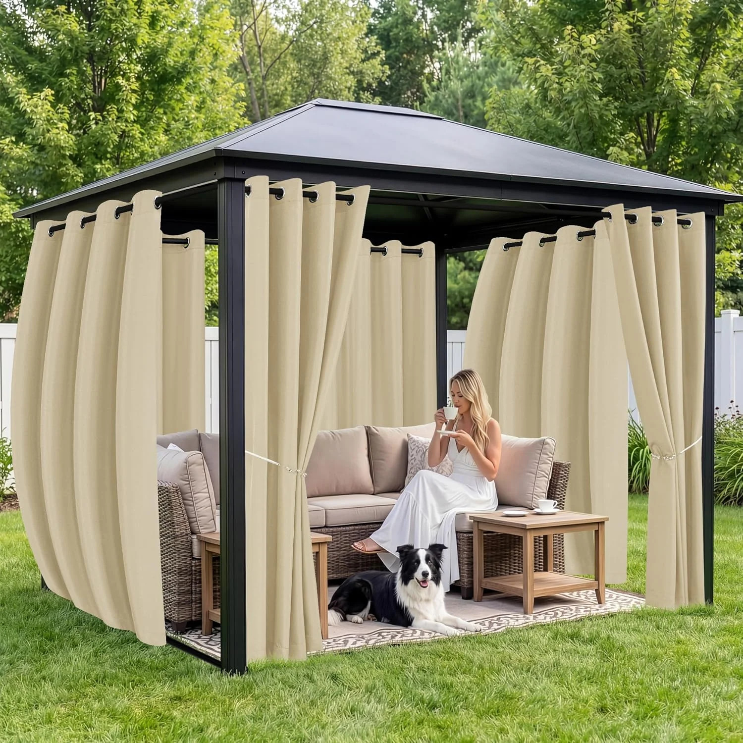 Outdoor Curtains for Patio Waterproof 6 Panels – Windproof, Privacy, Weatherproo