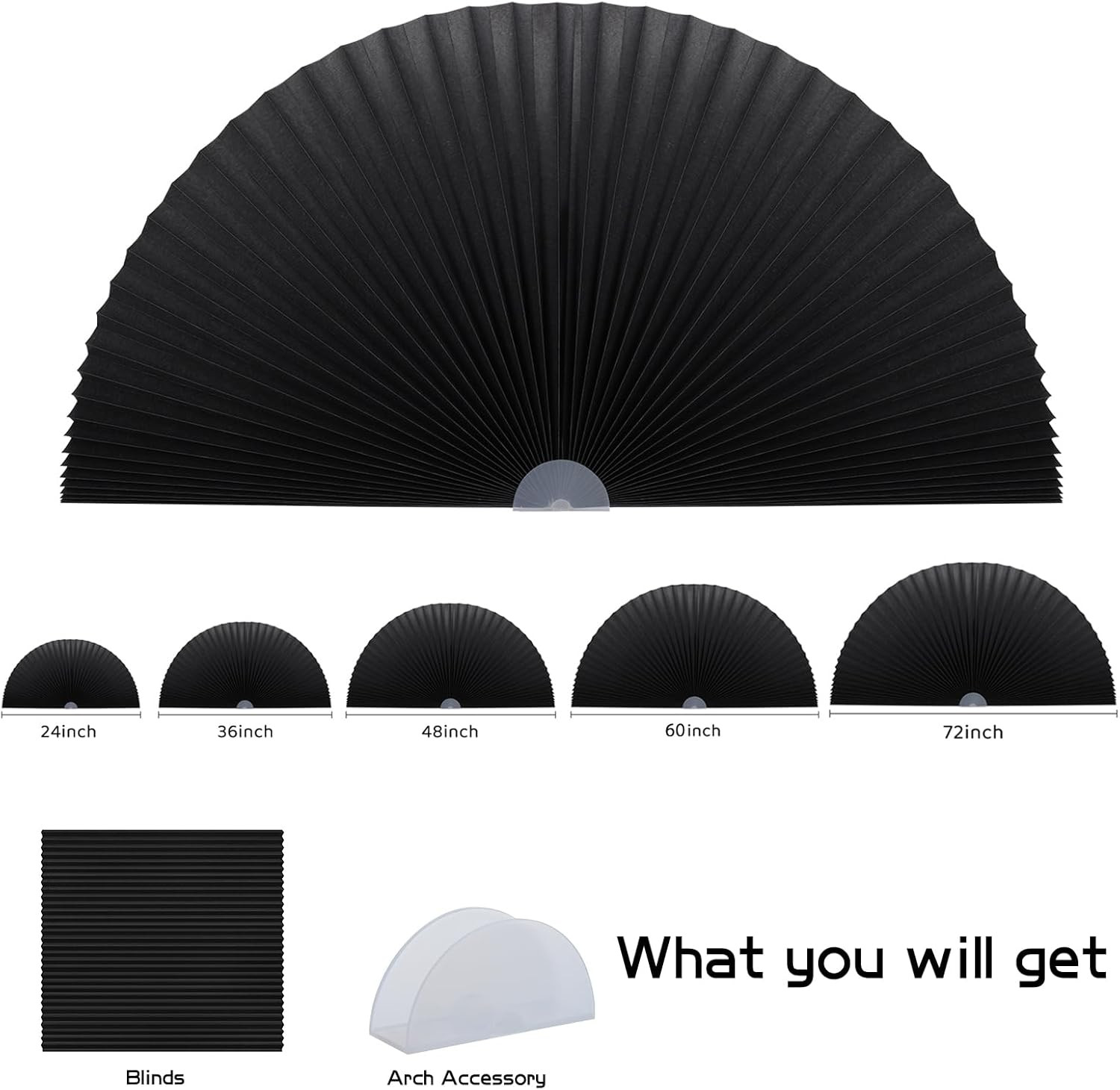 Arch Half Circle Window Shade Pleated Blinds No Tools Light Filtering Pleated Fa