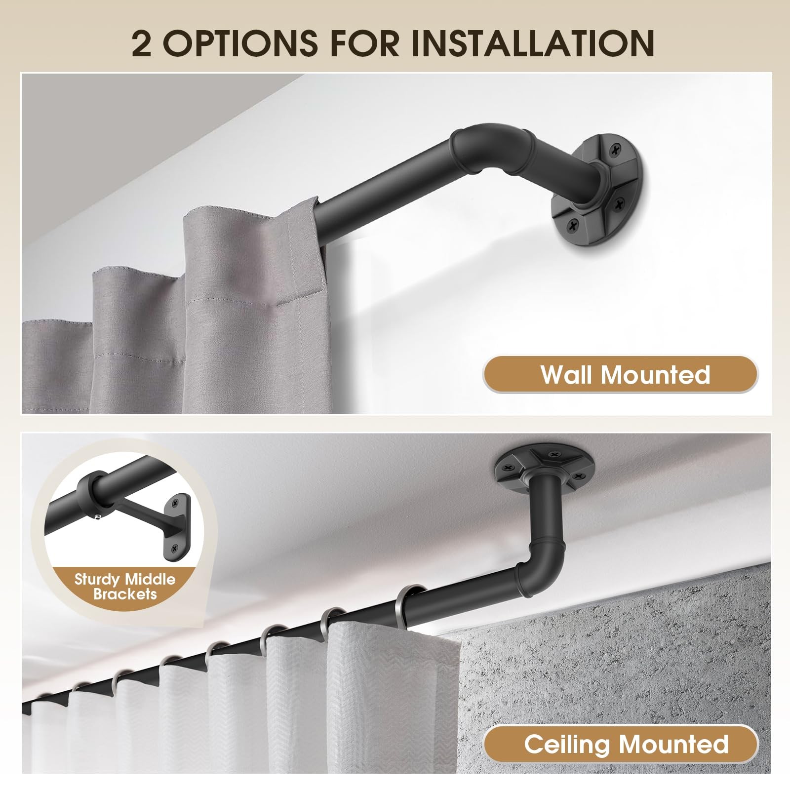 240-Inch Extra Long Blackout Curtain Rod – Heavy Duty Industrial Adjustable D…