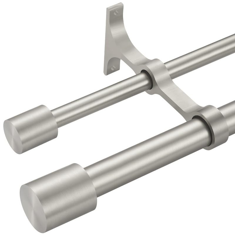 Brushed Nickel Double Curtain Rods 4884 Inch Adjustable Window Drapery Hardware