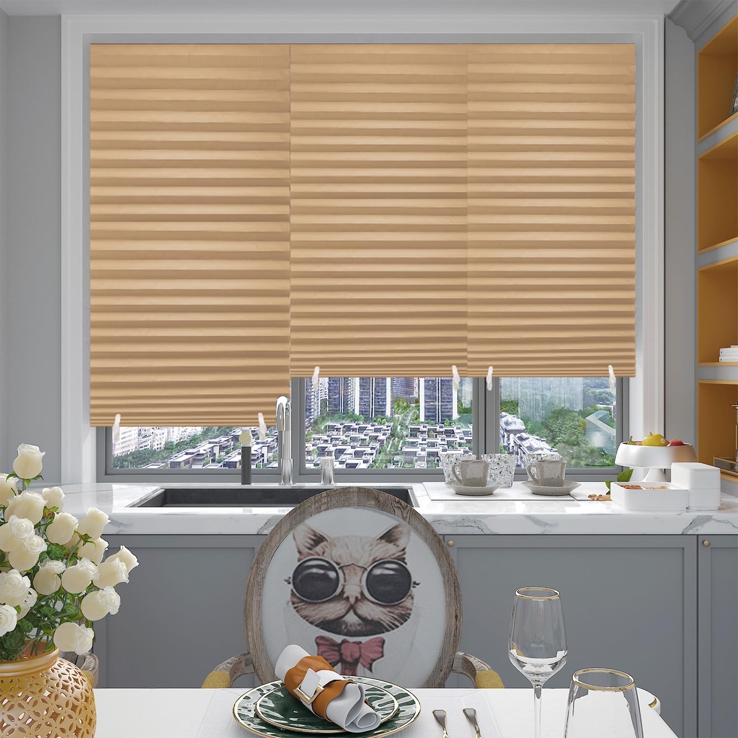 6 Pack Pleated Paper Blinds Adhesive Paper Shades No Tools No Drill