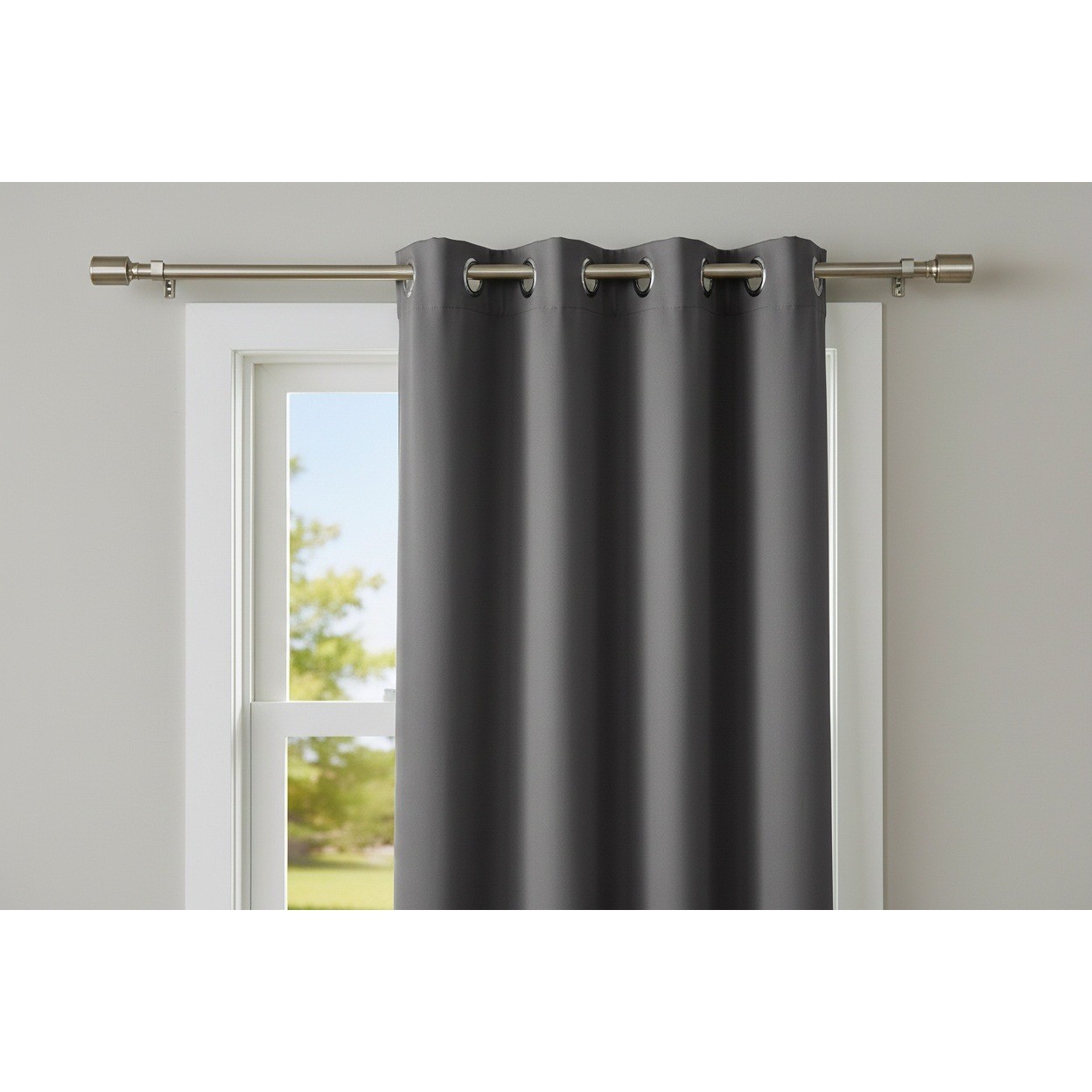 Furinno Blackout Curtain 1 Panel Dark Grey 42 in W x84 in L Grommet Top