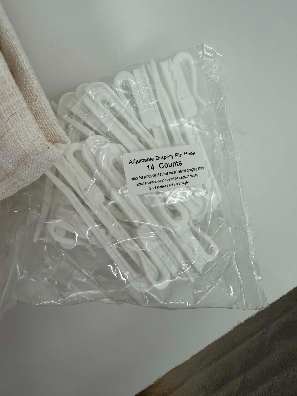 1 Pinch Pleat Panel Liz Linen Curtains Two Pages 52 X 96 BEIGE WHITE with Hooks