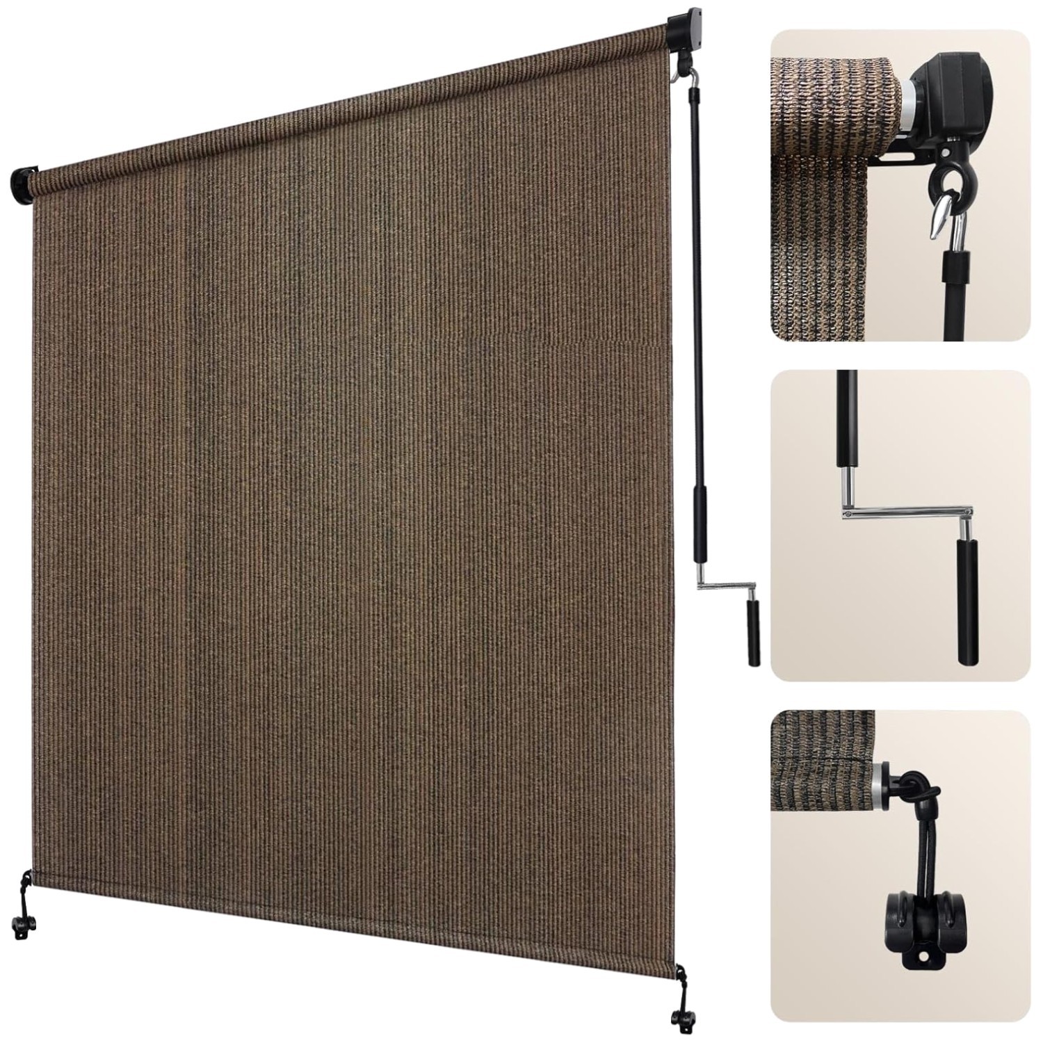 UV Protective Patio Roller Blind – 12ft x 8ft – Mocha