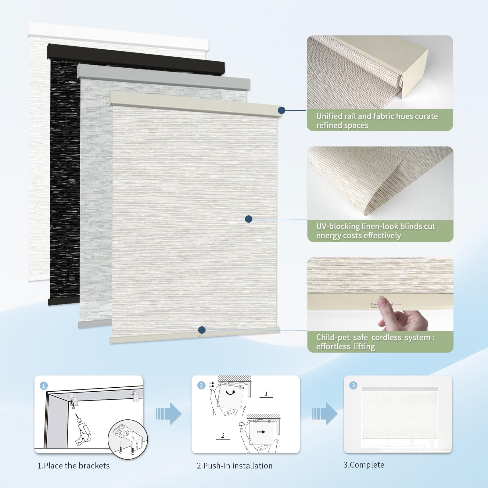 Sunmaintain 30 W X 72 H Cordless Light Filtering Roller Shade For Windows Stop