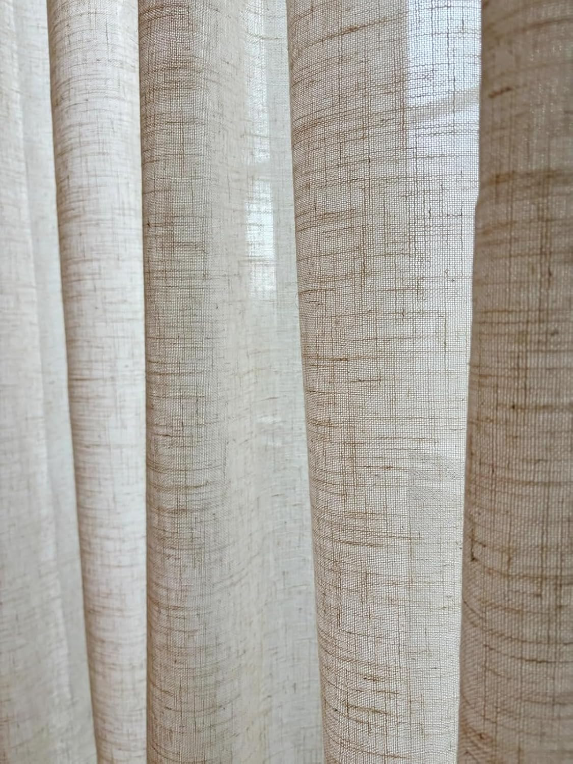 100″ Wide Light Filtering Pinch Pleated Curtains, 96″ Long, Linen Drapes