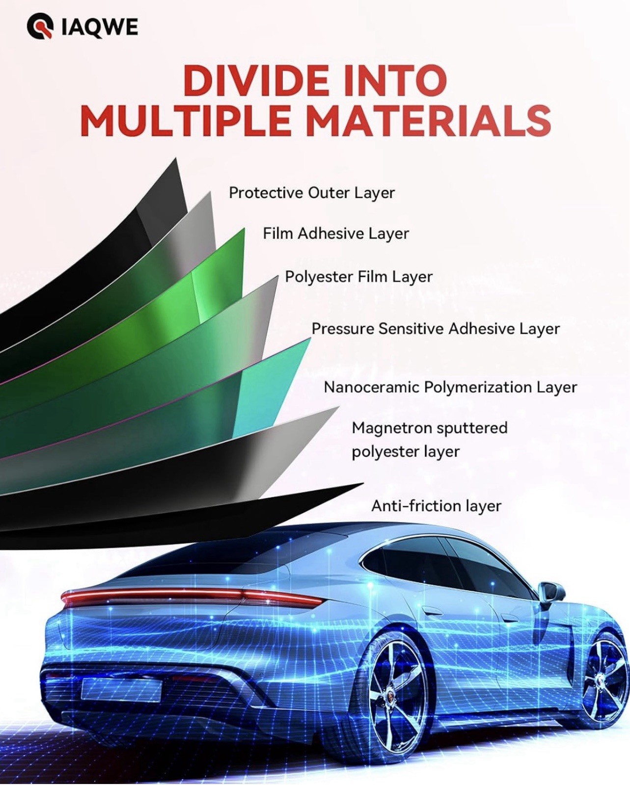 IAQWE Car Window Tint 24″ in x 15’Ft Nano Ceramic Window Tint Film For Car