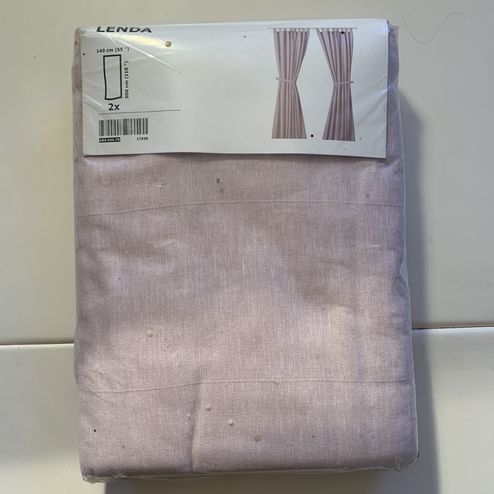 NEW SEALED IKEA LENDA 2 CURTAIN PANELS Pink TOP TAB 118 Inch 10 Feet Long