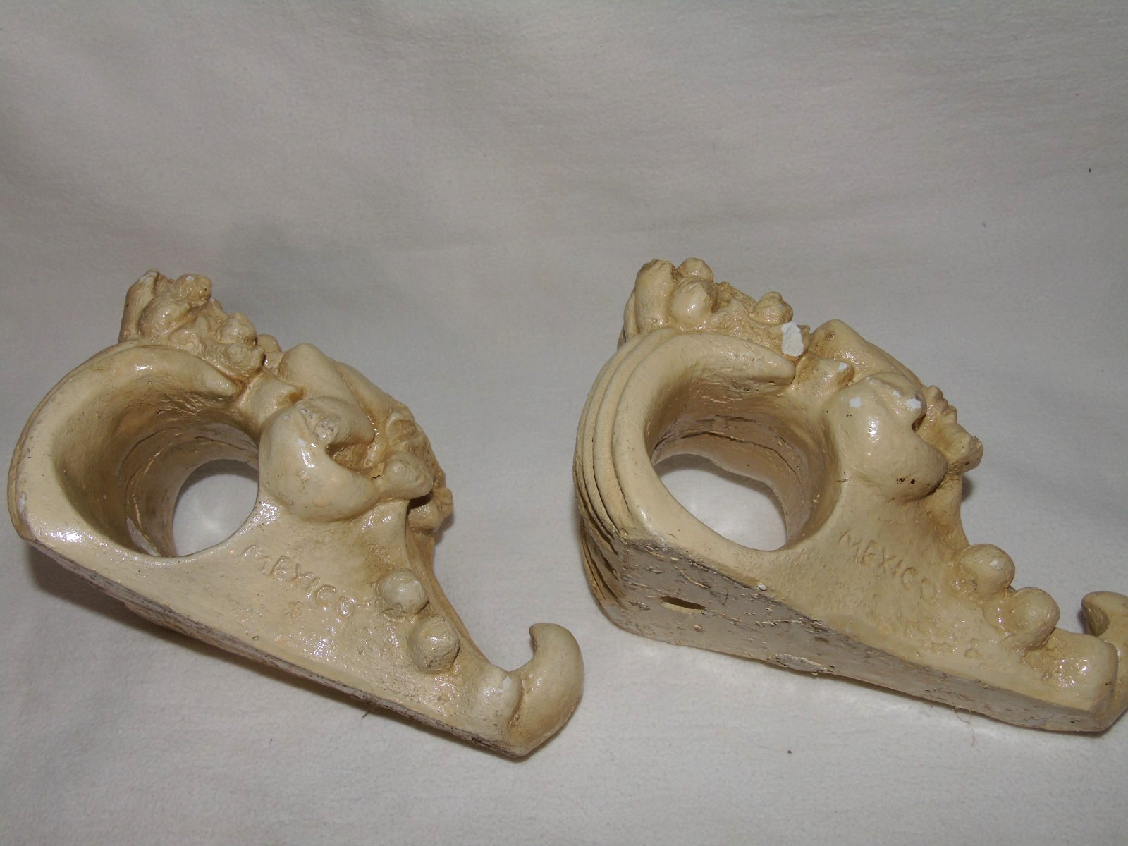 2 Shabby Chic Cherub Curtain Rod Holders/Supports Mexico Vintage