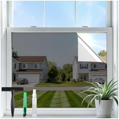 One Way Privacy Window Film 17.5×78.7 Inch Static Cling Heat Block UV