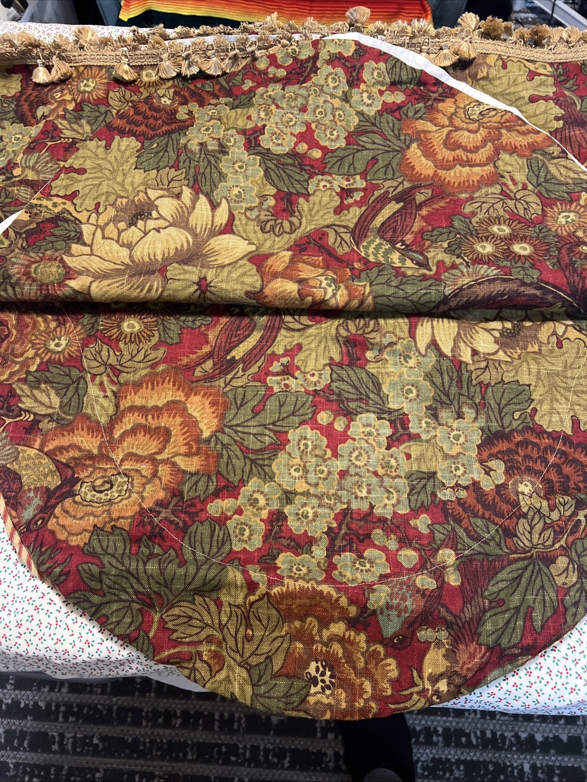 Vintage Custom Scalloped Floral Tapestry Valances Set of 2 w/ 2-Tone Fringe 130”