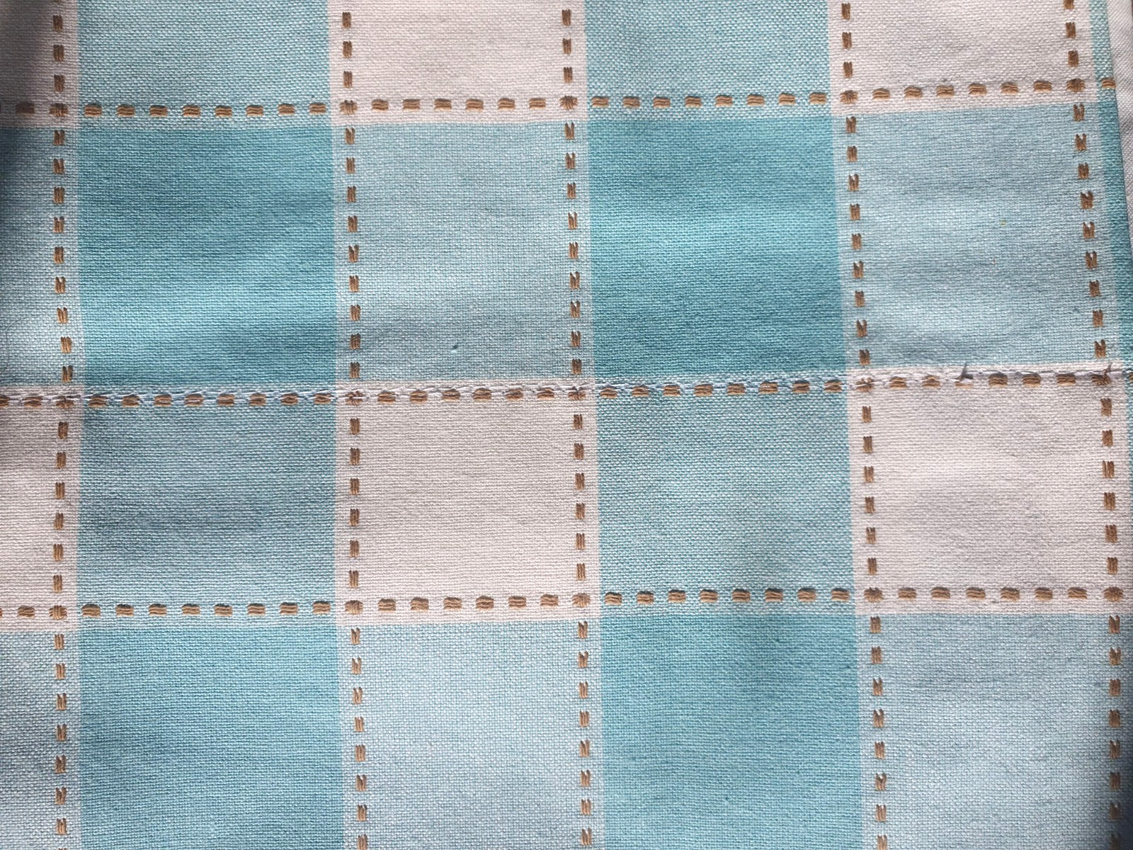 2 Window Rod Pocket Valance Aqua White Plaid Check Crisp Contemporary 44 x 12″