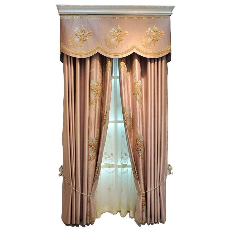 Custom pink high precision jacquard princess cloth curtain valance drape C1547