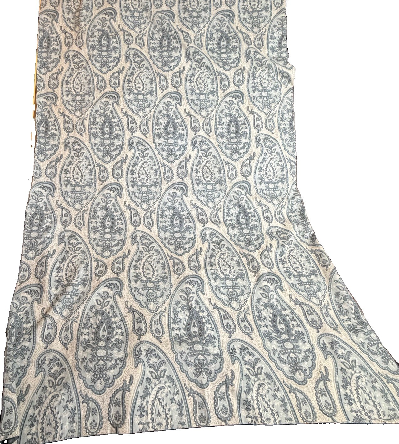 Pair Pottery Barn Blue Gray 50×84” Paisley Lined Drape Pole & Hook Top Blackout