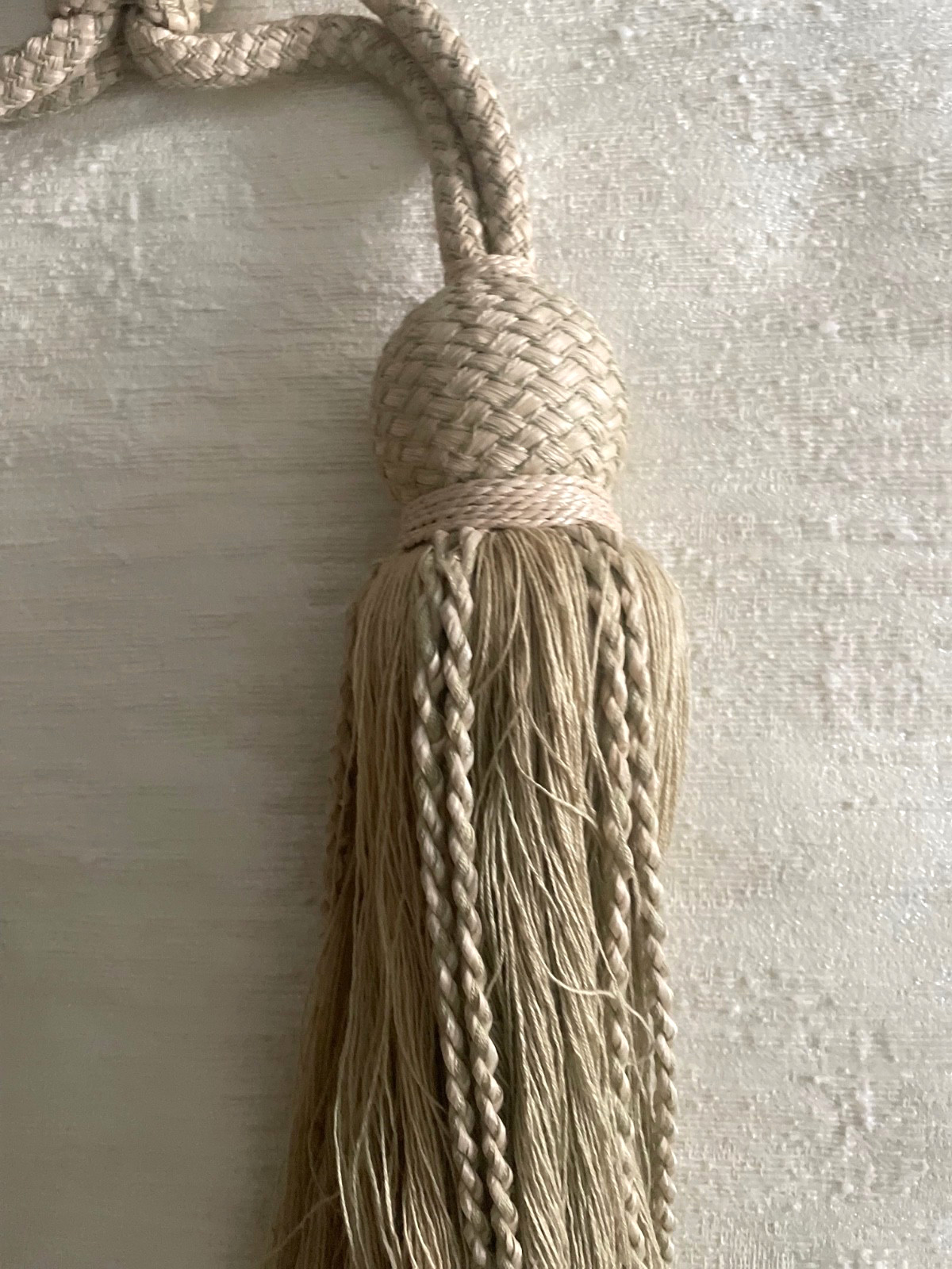 SAMUEL & SONS Custom Order Tassel Tie Back Curtain Rope Holder Linen Burlap