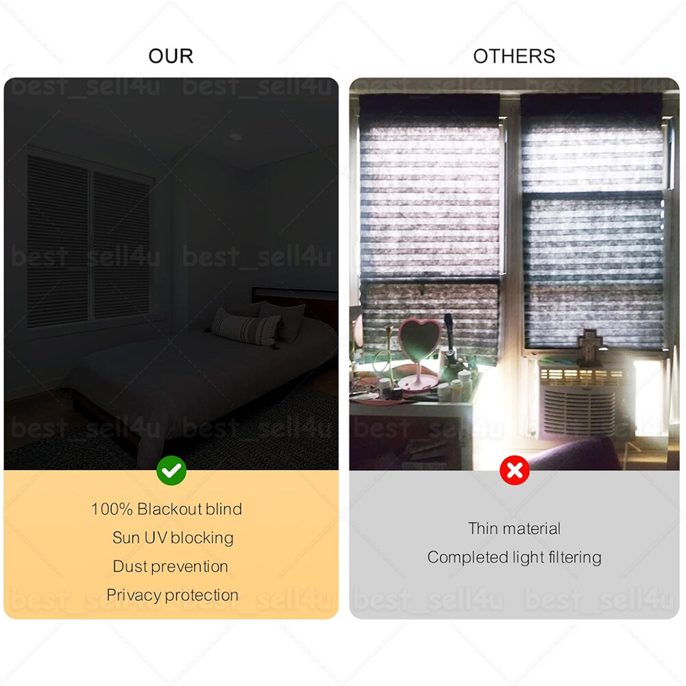 Window Shades Blinds Cordless Self Adhesive Temporary Pleated Paper Blinds Doors