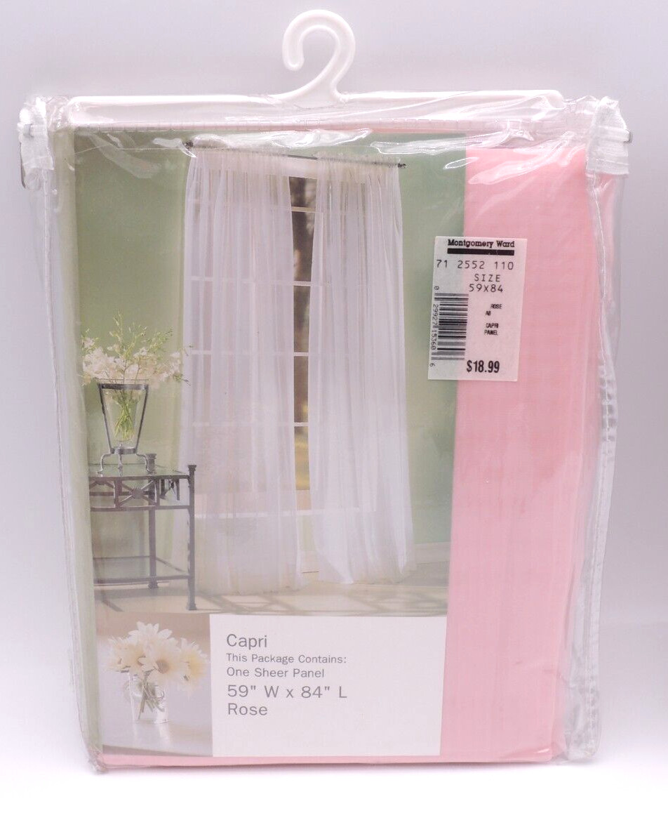 Pink Sheer Curtain Panels & Scarf Set Capri Lichtenberg Voile 59X84″ Rose New