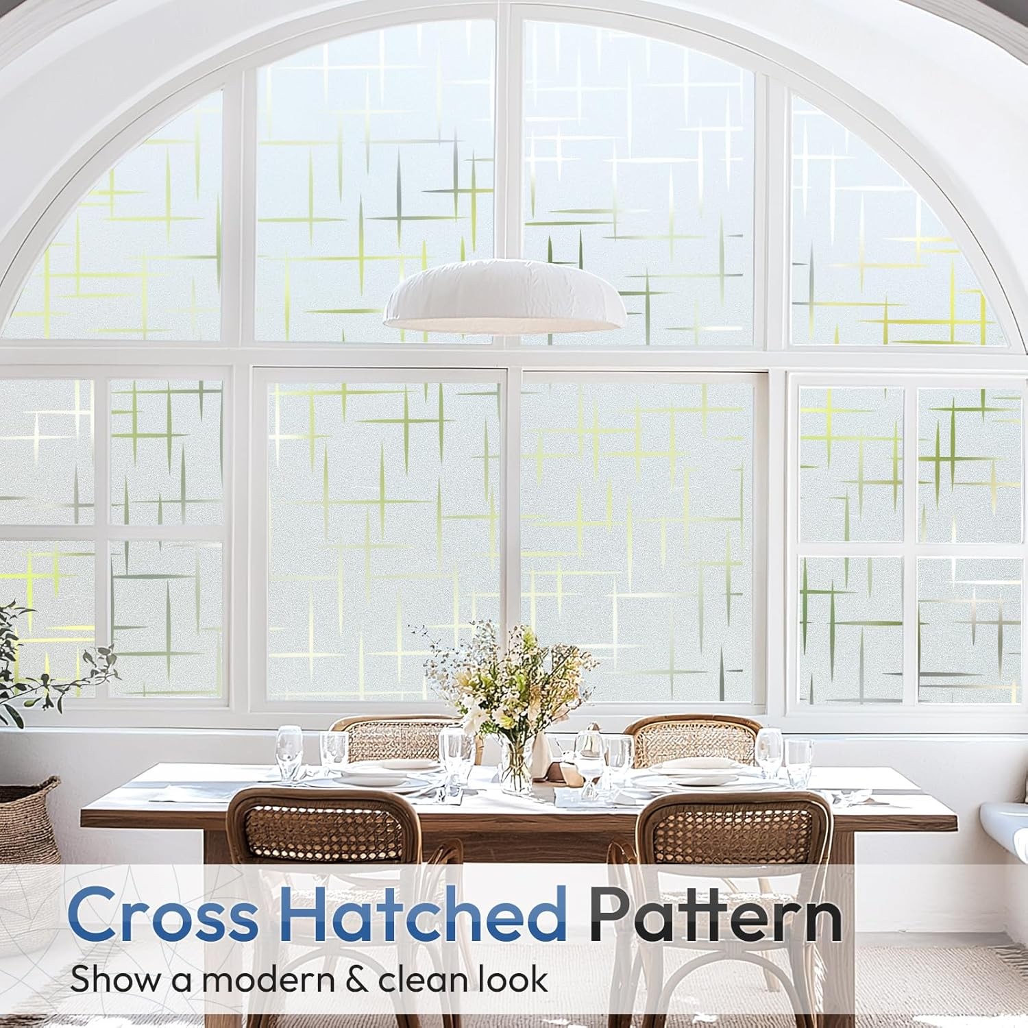 Rabbitgoo Cross Frosted Window Film Static Cling Glass Sticker for Decoration