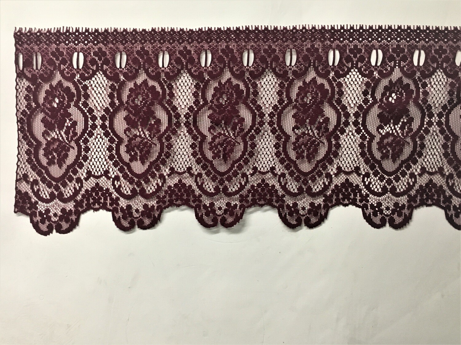 60″ x 15.5″ Lace Window Valance Ivory or Burgundy Cameo Rose Kitchen Bedroom