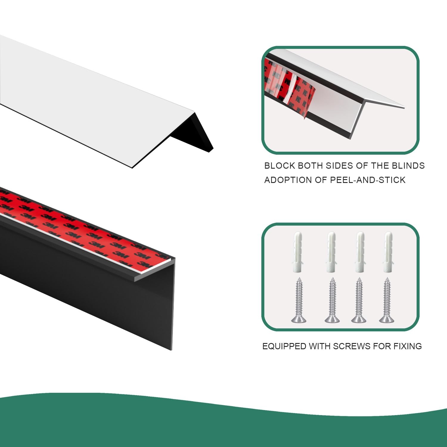 Light Blocking Strips for Window Shades and Blinds, 100% Blackout PVC Side Tr…