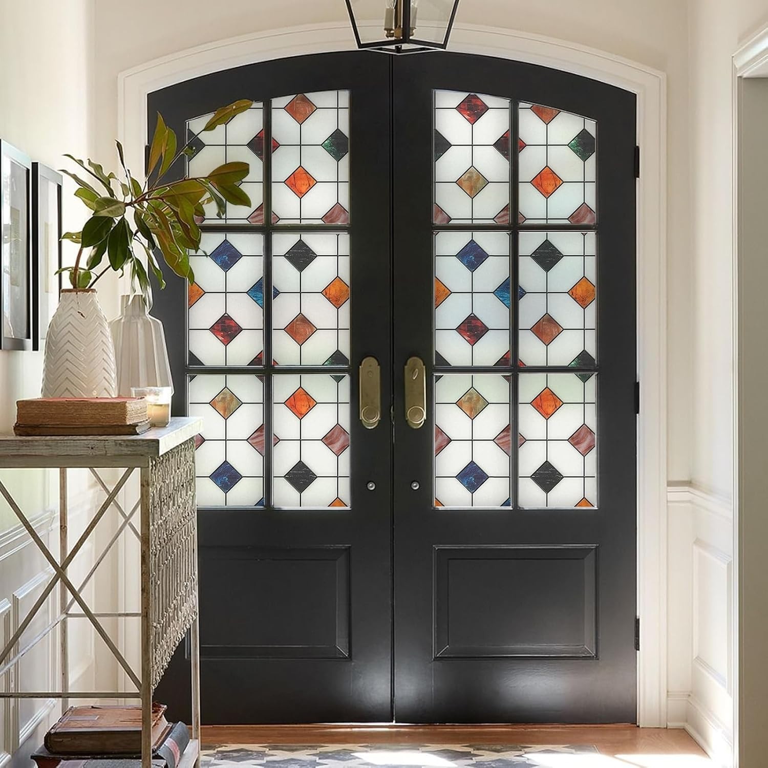 Stylish Geometric Window Clings, Easy Static Cling Installation, 17.7in x 78.7in