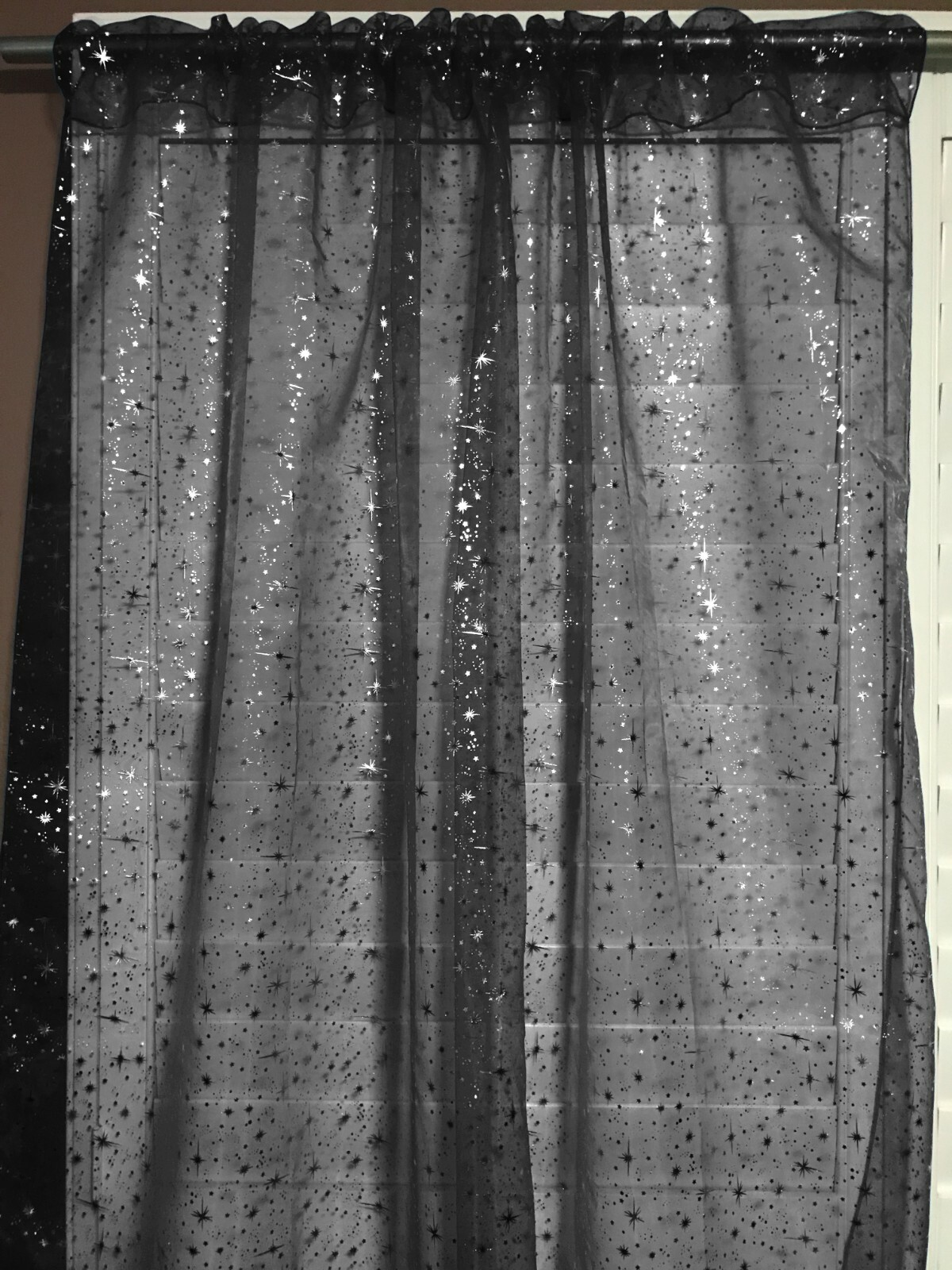 lovemyfabric Shiny Silver Stars On Sheer Organza Curtain/Window Décor