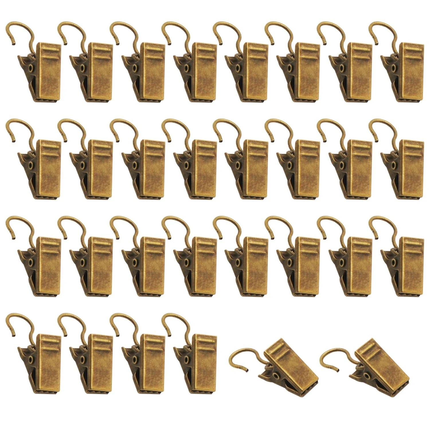 Pack of 80 Antique Brass Small Heavy-Duty Hook Clip Set Curtain Clips Metal C…
