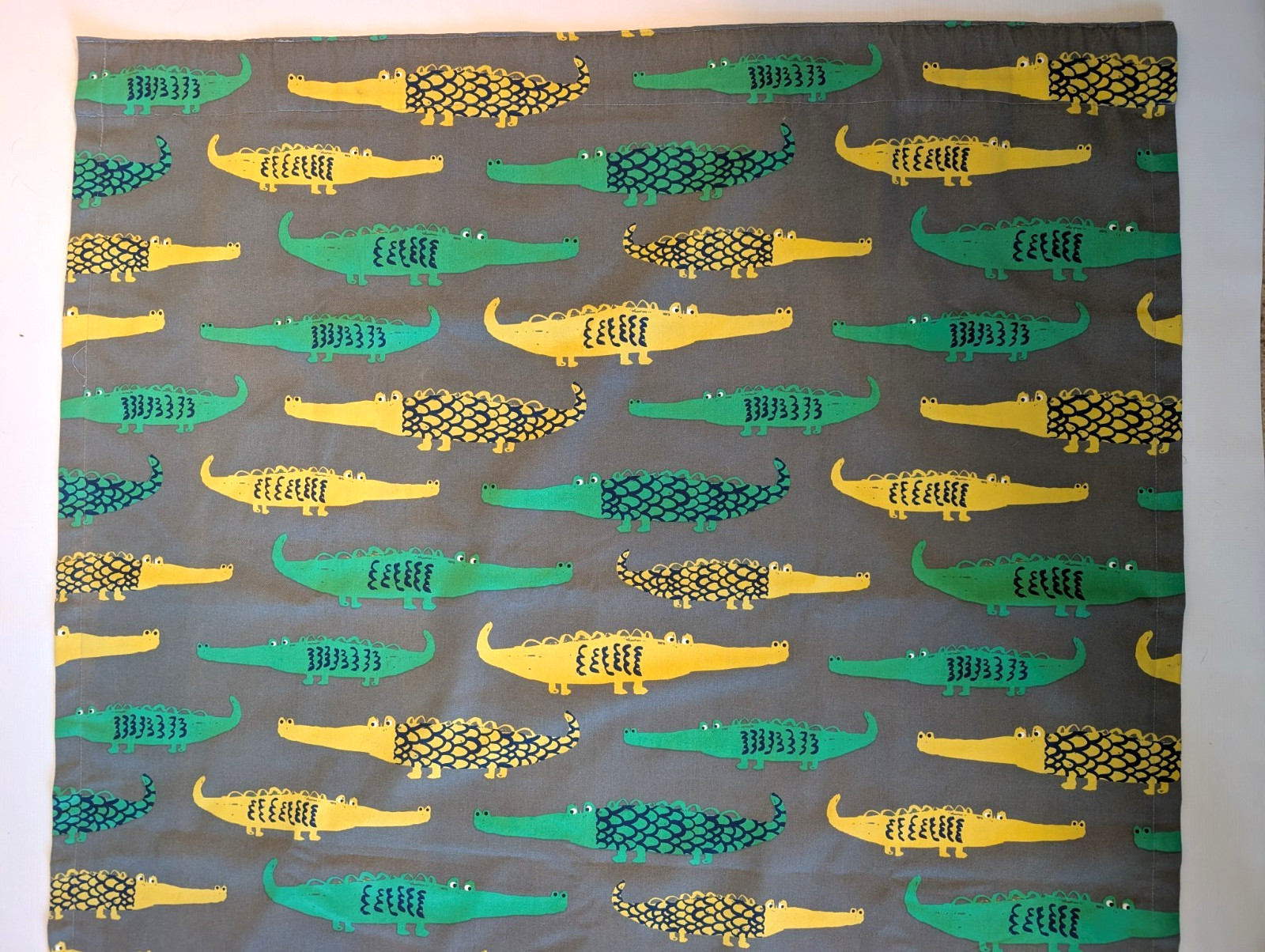 Pillowfort Alligator Pattern Black Out Curtain Panel 42 x 84″ Gray Yellow Green
