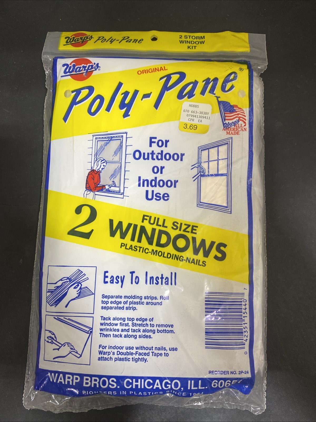 Warp’s 2 Piece 3’x6′ Storm Window Transparent Plastic Film Water Resistant Kit