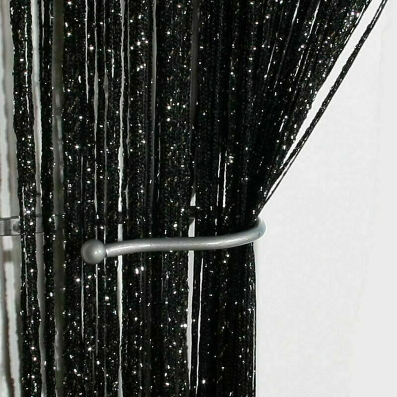 String Door Curtain Silver Ribbon Doorway Room Divider Window Panel Tassel Decor