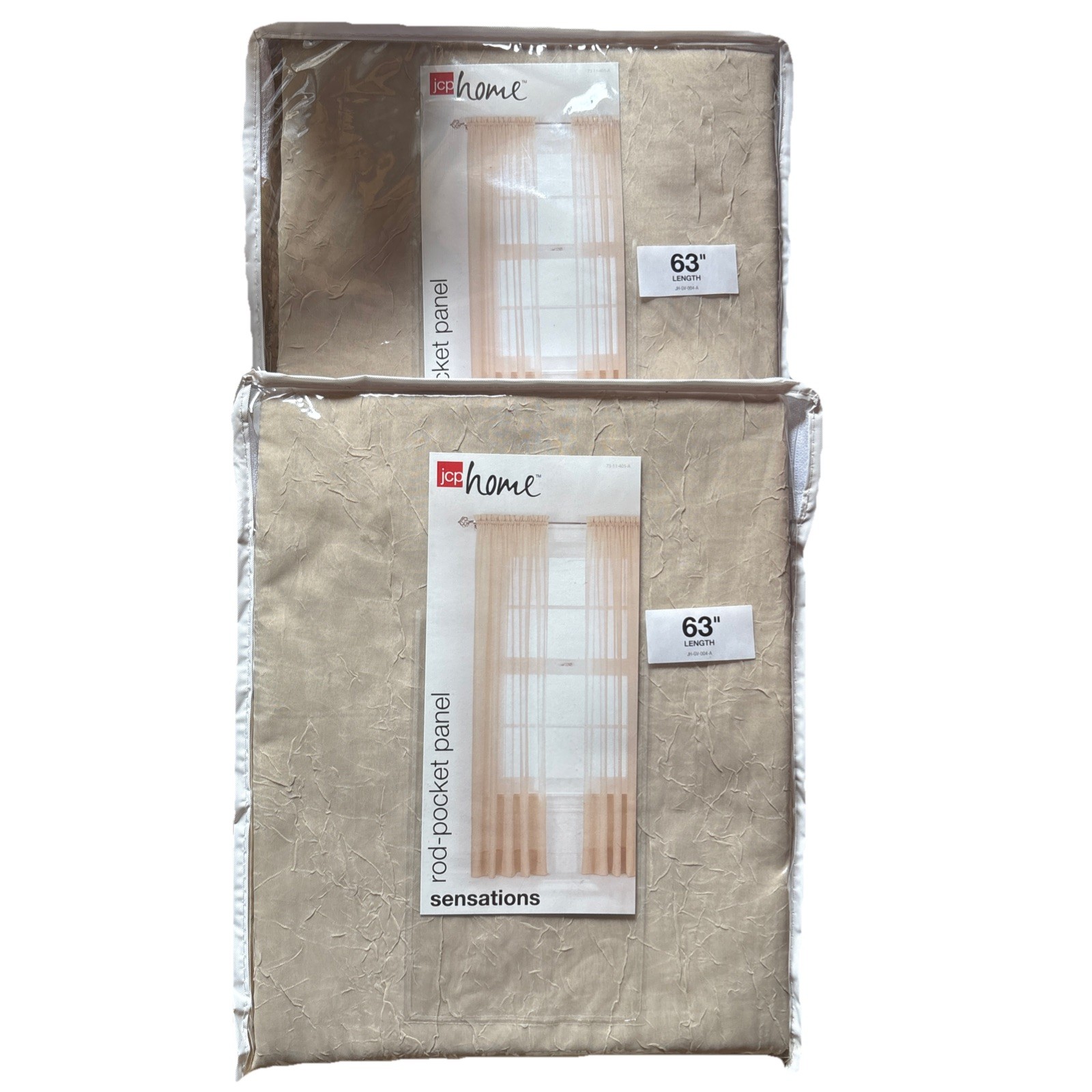 JCP Home Collection Rod-Pocket Panel 63” Set Of 2 Sheer Curtains Color: Linen