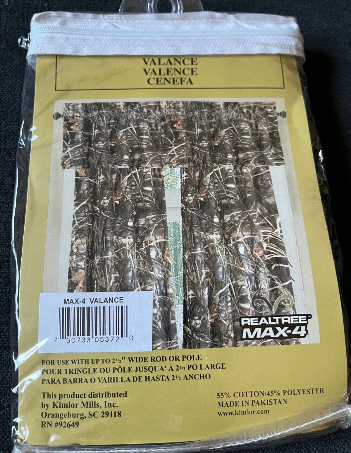Realtree Indoors Max-4 Valance 88″ x 15″ Cotton/Poly Blend Kimlor NIP