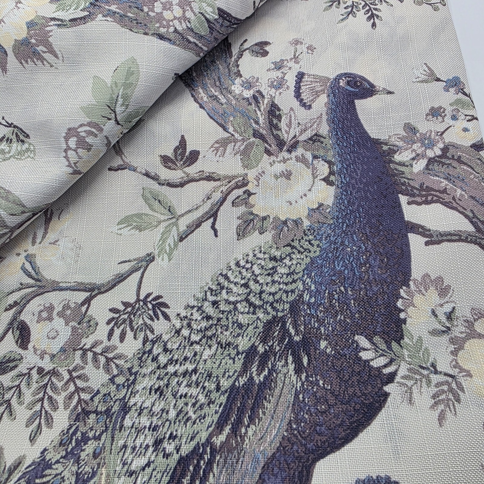 Laura Ashley Set 4 Blue Peacock Toile Curtains 38×108 Floral Drapes Panels