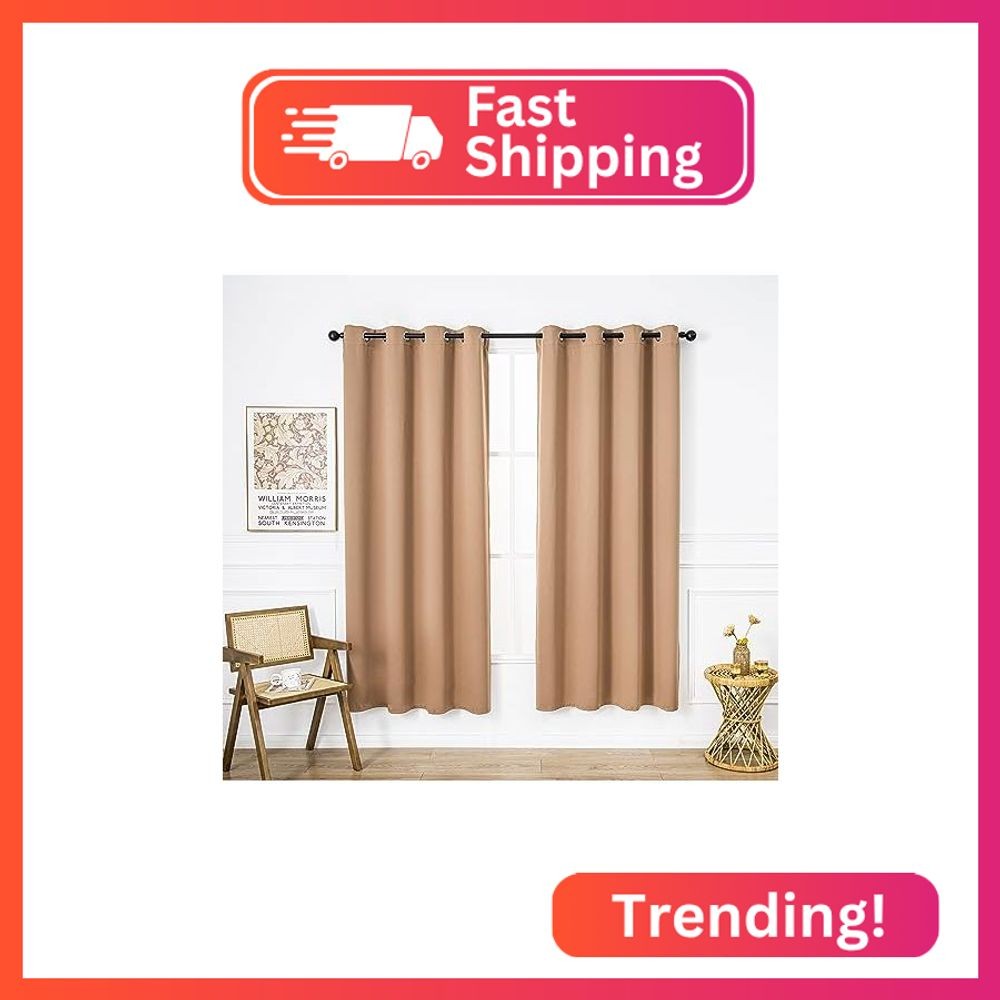 PI Blackout Curtain Panels,Thermal Insulated Energy Saving Grommet Window Treatm