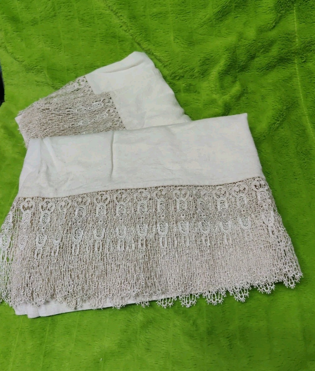 2 Chris Madden JCP Home Drapes Curtains 49″ X 56″ Cream Crochet