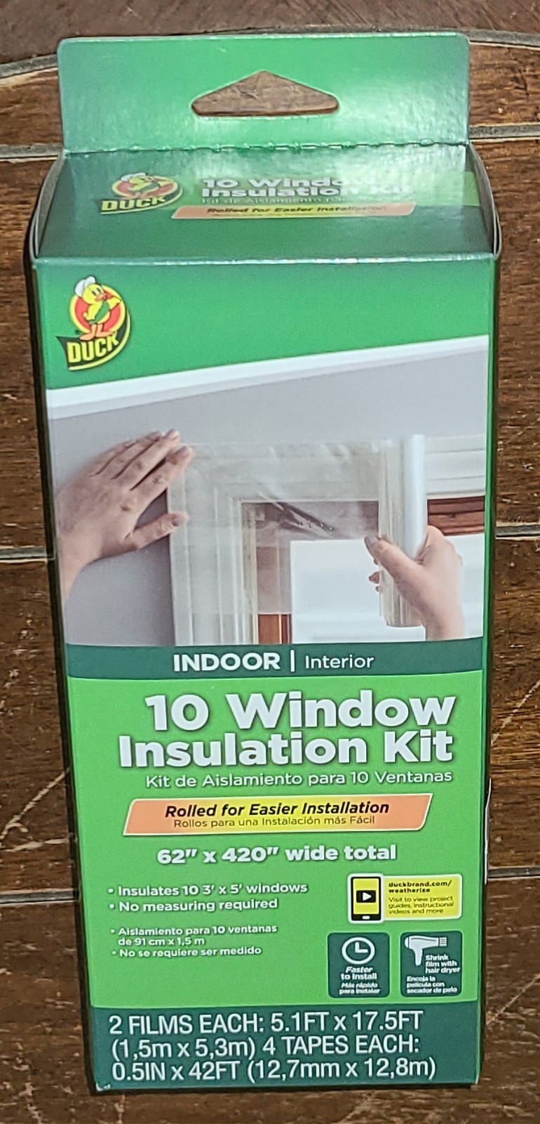 DUCK Indoor 62″ x 420″ Wide Total 10 Window Installation Kit ~ #288213