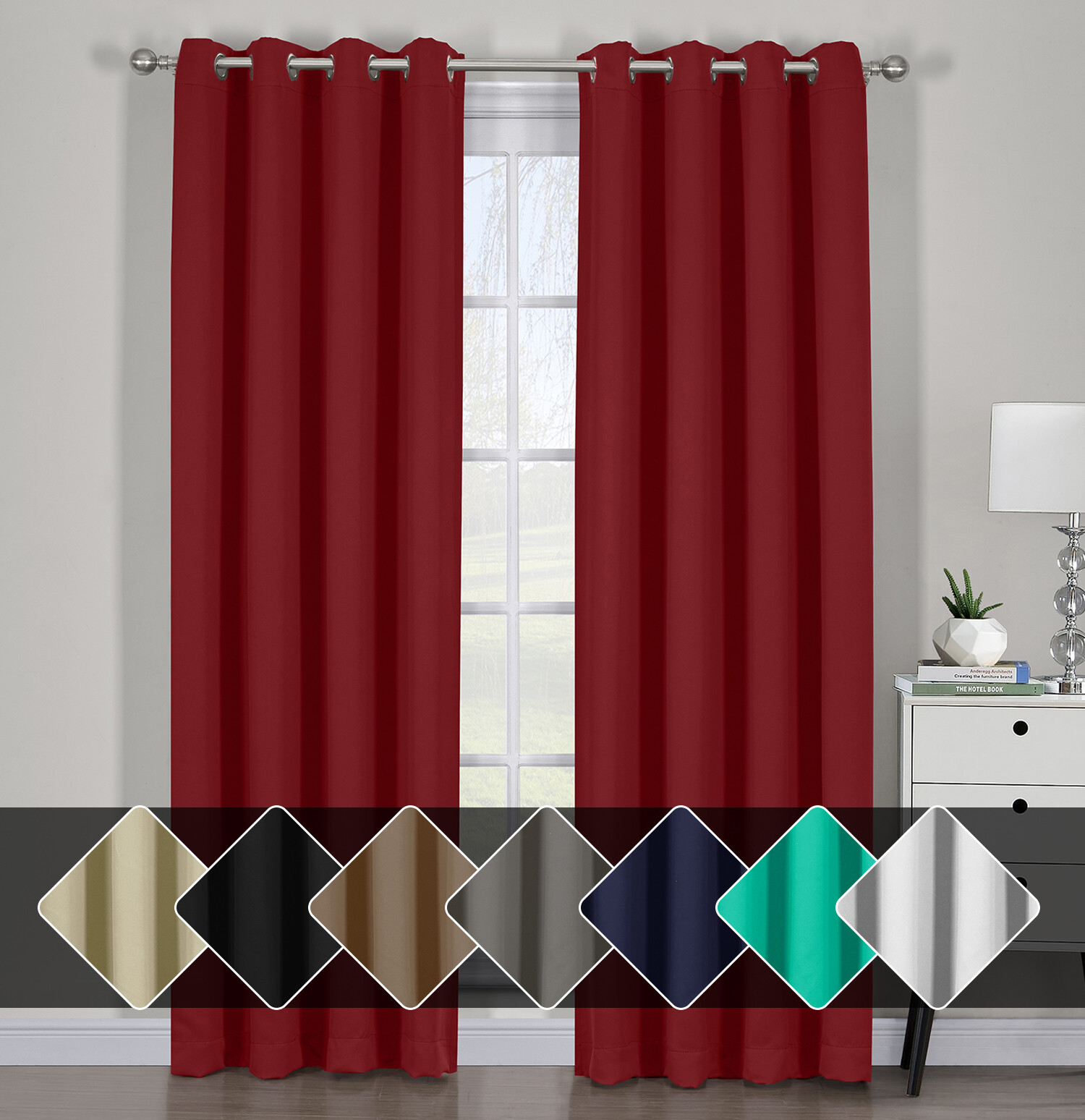 Pair Ava Blackout Window Curtains with Tie Backs Set Thermal Insulated Draperies