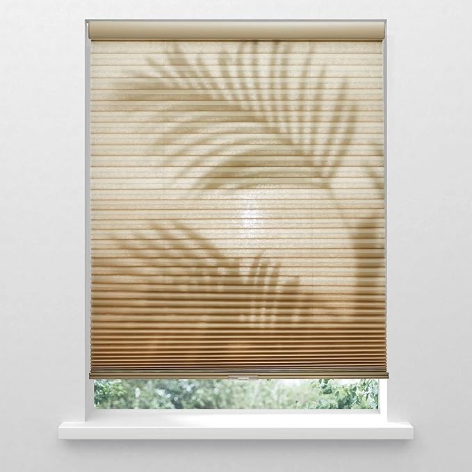 METechs Cordless Light Filtering Beige Cellular Shades – Premium Thick Cells